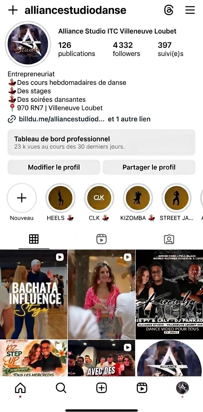 Profil Instagram Alliance Studio ITC